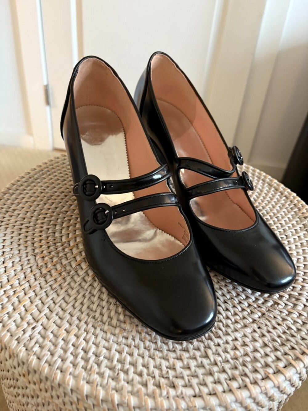 J.Crew Black Double-Strap Mary Jane Block Heels, Size 10